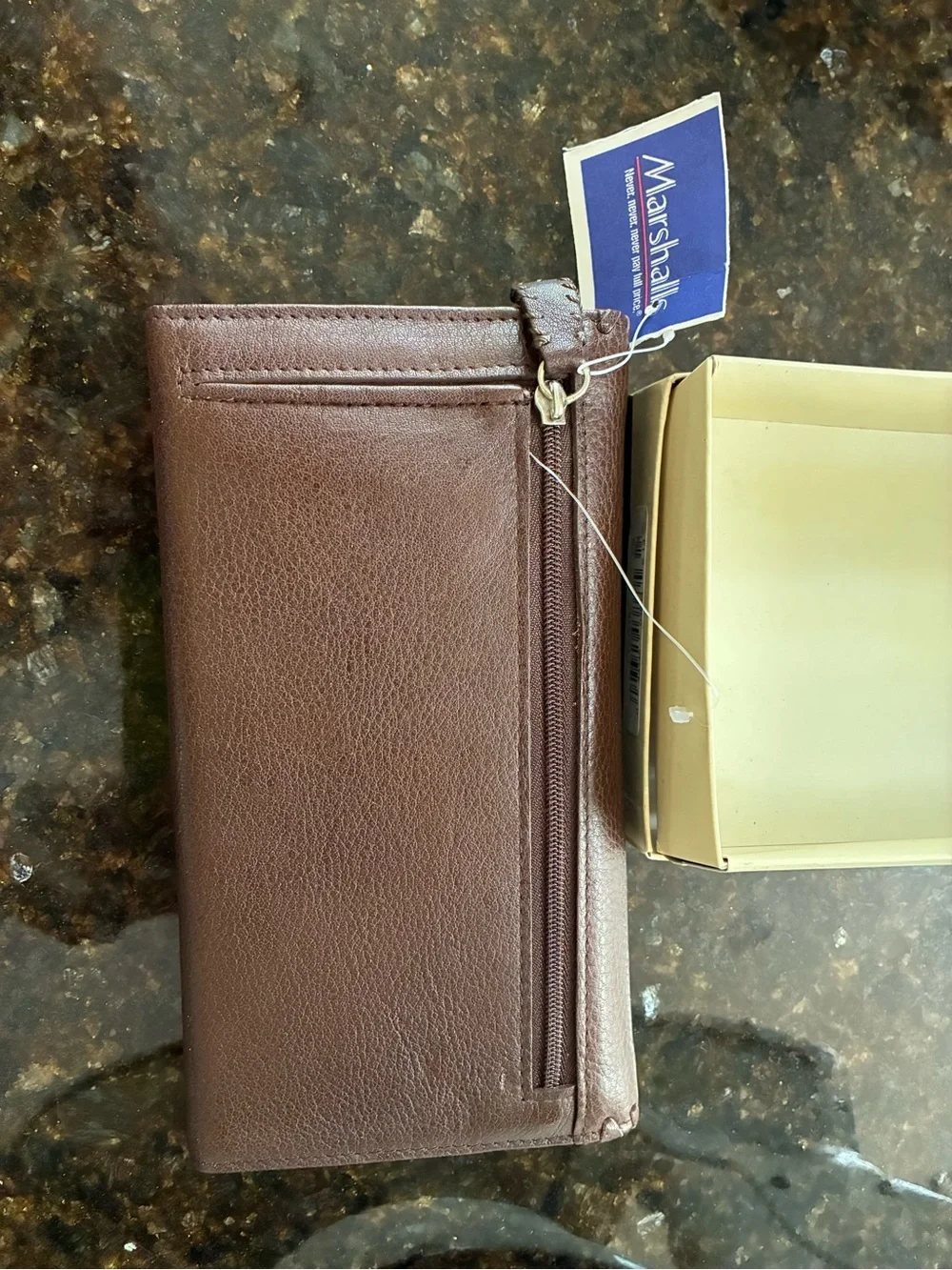 Buxton Brown Pebbled Leather Women's Wallet with Stitch Detailing